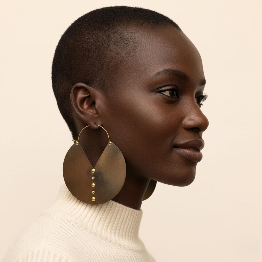 Statement Large Tribal-inspired Hoop: Eye-catching Bronze Earrings With ...