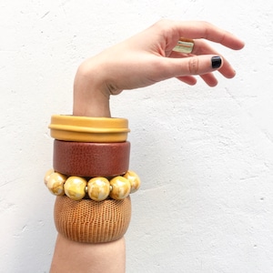Handmade Leather Cuff Bracelet Set: African Boho Bangle