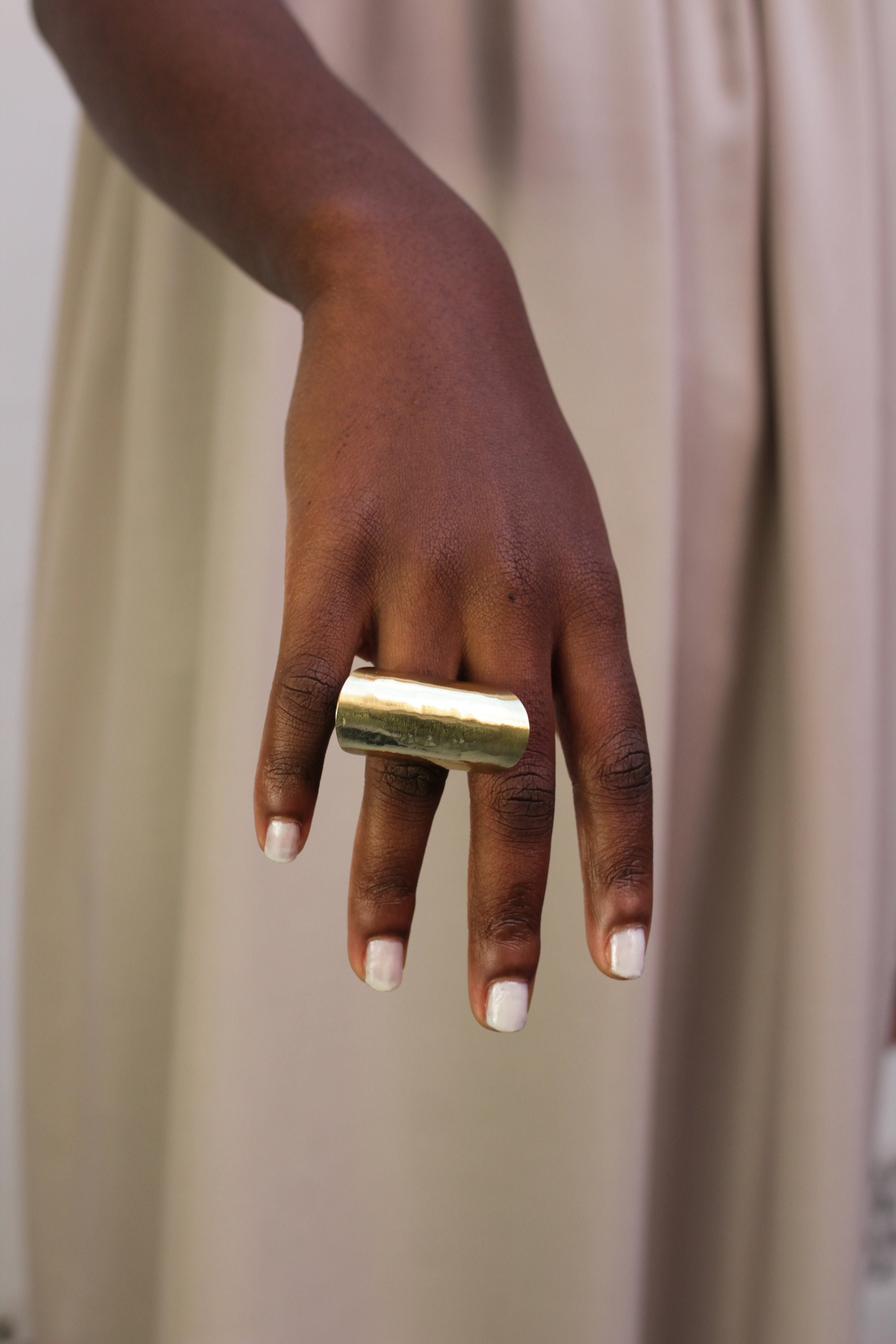 Chunky Ring for Statement Look, Bold Circle in Golden Brass, Size 7 ...