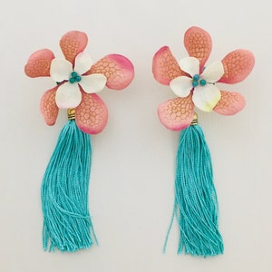 Flower Tassel Statement Earrings: Bridesmaid Spring Wedding