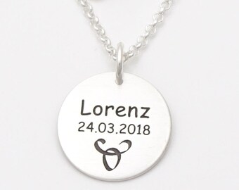 Sternzeichenkette Anhänger mit Gravur echt Silber Namenskette Taufkette GONC61 - Taufe Schmuck Gravur Geschenk