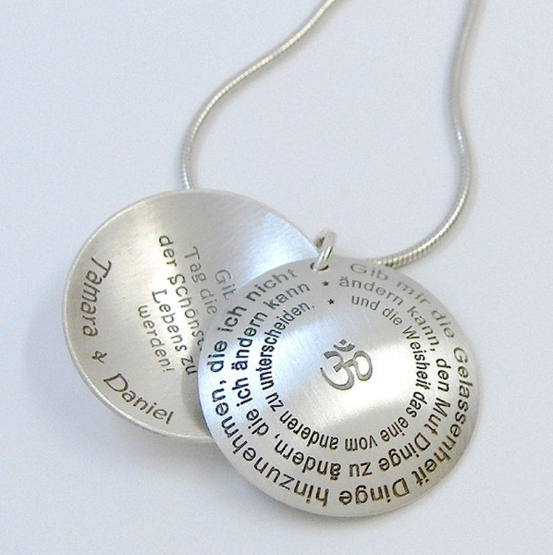 Lyrics Medaillon Silber Anhänger mit Lasergravur echt Silber 925 Bild 1