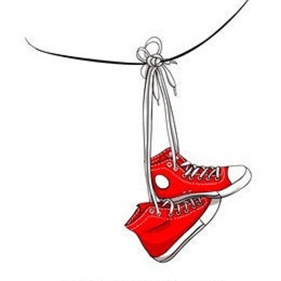 Sneakers Hanging From a Telephone Wire Pin Back Etsy
