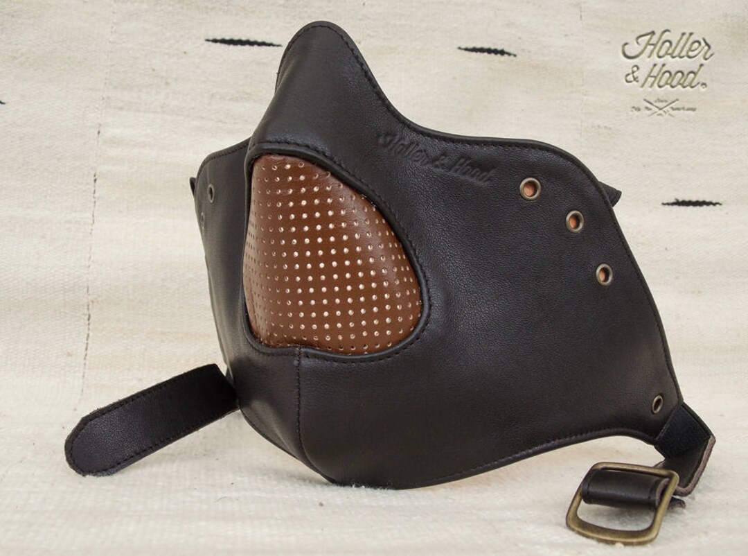 Motorcycle Brown Leather Riding Mask by Holler&hood Classic and Vintage ...