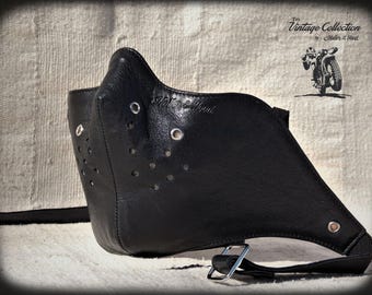 Motorcycle Black lamb leather mask Vintage collection  Holler&hood Robin Sportswear outfit