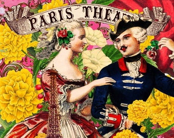 Un bellissimo biglietto d'auguri "Teatro di Parigi", vuoto per il tuo messaggio, progettato e stampato con amore su carta approvata FSC nel Regno Unito