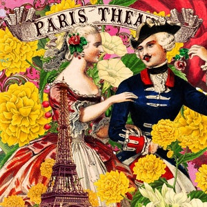 Une belle carte de voeux « Paris Théâtre », vierge pour votre message, conçue et imprimée avec amour sur une carte approuvée FSC au Royaume-Uni