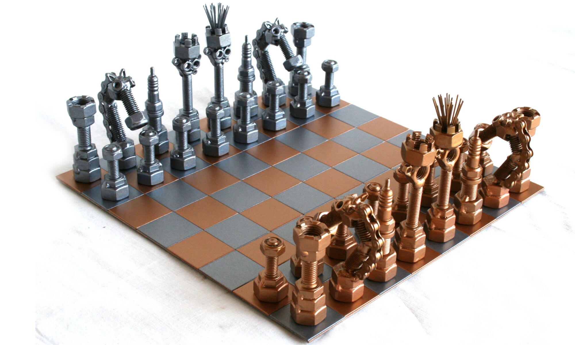 Decorative metal chess set of bolts and nuts 12.6 X Etsy