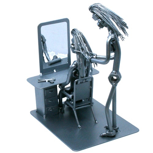 Nuts and Bolts Sculpture hairdresser female Etsy