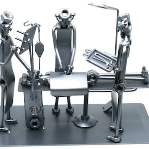 Operating Room Doctor statue gift, Anesthesiologist nurse nuts and bolts metal sculpture graduation gift, Handmade ornament steel figurine