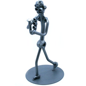 Saxophone Player Gift, Nuts and bolts metal sculpture, Saxophone music player steel ornament figurine, Musician gift, Music teacher gift