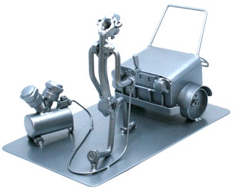 Car painting service decor, nuts and bolts metal sculpture, Auto sprayer gift, Auto body painter metal figurine, Automotive sprayer statue