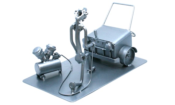Car painting service decor, nuts and bolts metal sculpture, Auto sprayer gift, Auto body painter metal figurine, Automotive sprayer statue