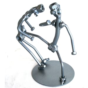 Scrap metal Male Karate nuts and bolts award, Male Taekwondo lover gift, Martial art gift  metal sculpture for man trophy for him, Prize