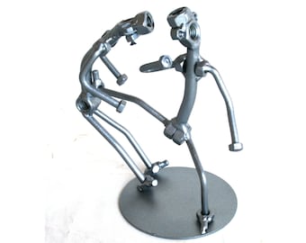 Scrap metal Male Karate nuts and bolts award, Male Taekwondo lover gift, Martial art gift  metal sculpture for man trophy for him, Prize