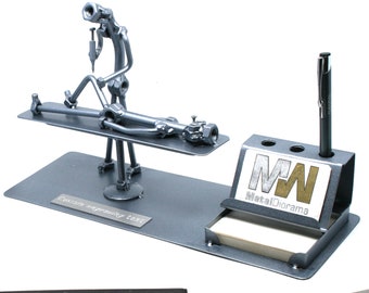 Personalized Orthopaedist desc organizer gift nuts and bolts sculpture, Custom Business card stand welded metal art, Appreciation gift
