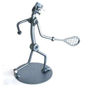 Tennis Coach retirement gift, Handmade Tennis Player Gift nuts and bolts scrap metal sculpture, Athletic trainer Tennis Tournament Prize image 7