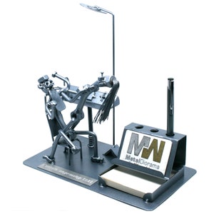 Lustiger Zahnarzt Schreibtisch Organizer Muttern und Schrauben Skulptur, Zahnarzt Graduierung Geschenkidee, beste Zahnarzt handgemachte Verzierungsfigur, geschweißte Metallkunst