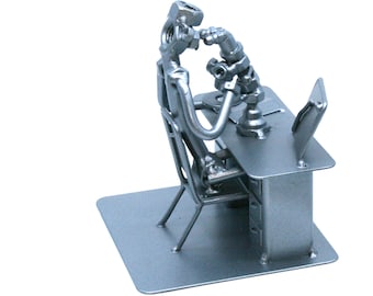Personalized Biologist metal sculpture,Vaccine virologists research doctor microscope gift,Chemical Engineering nuts and bolts figurine gift