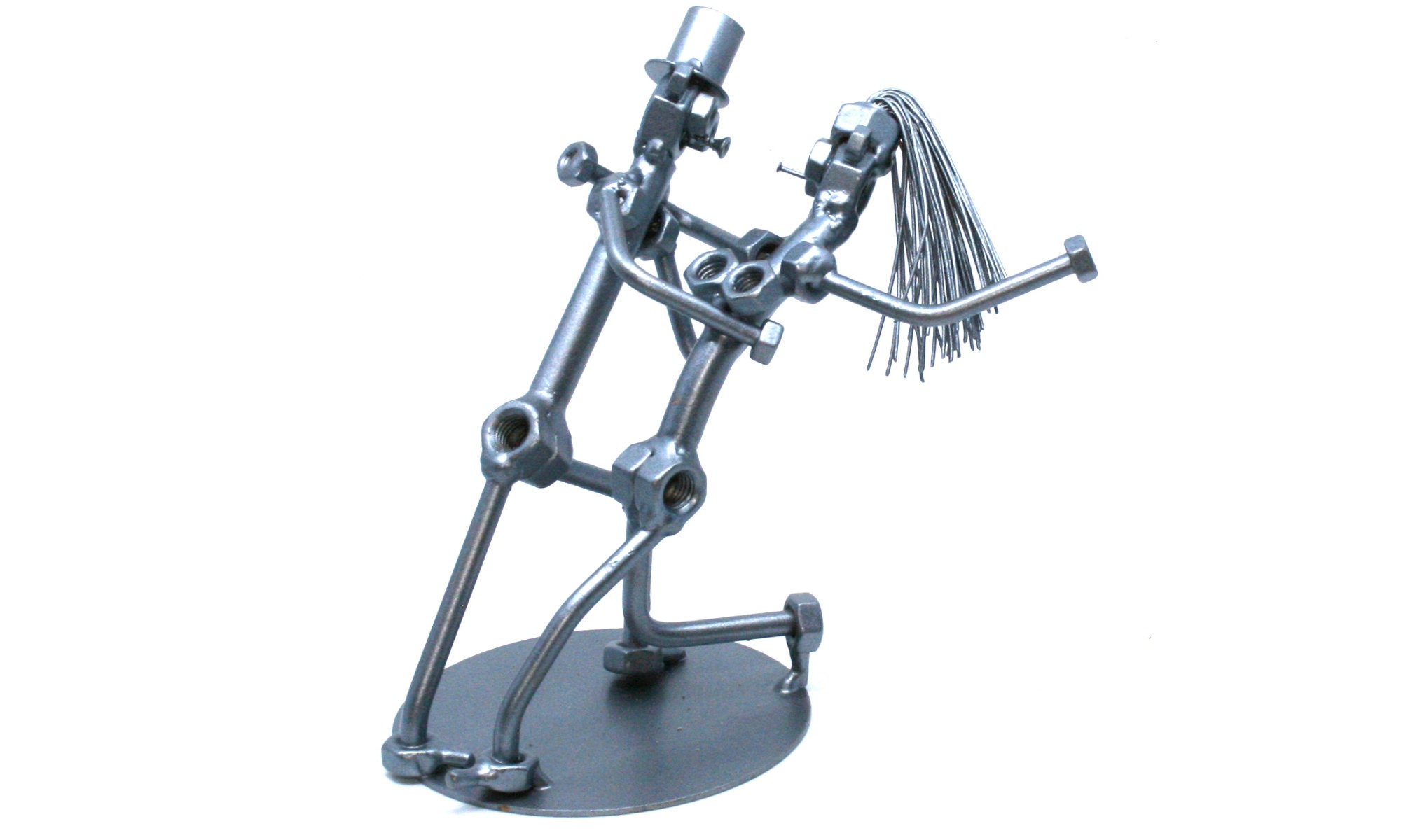 industrial statuette recycled nuts and bolts figurines profession dancer art welded Souvenir