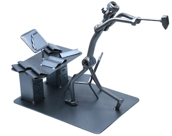 Angry Computer Programmer man, Angry Accountant men gift nuts and bolts sculpture, Funny home office desc decor, Handmade ornament figurine