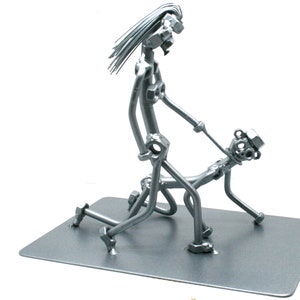 Quirky Valentines day gift, Funny Nuts and bolts metal sculpture Dominatrix gift, Handmade ornament scrap metal figurine, Recycled metal art