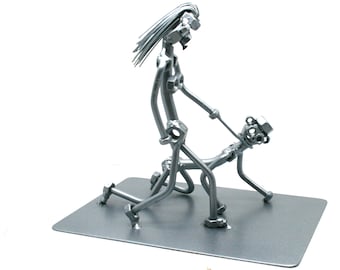 Quirky Valentines day gift, Funny Nuts and bolts metal sculpture Dominatrix gift, Handmade ornament scrap metal figurine, Recycled metal art