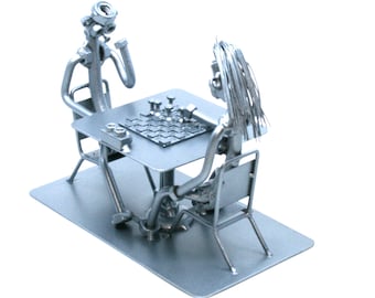 Personalized Chess Player Gift – Nuts and Bolts Metal Sculpture