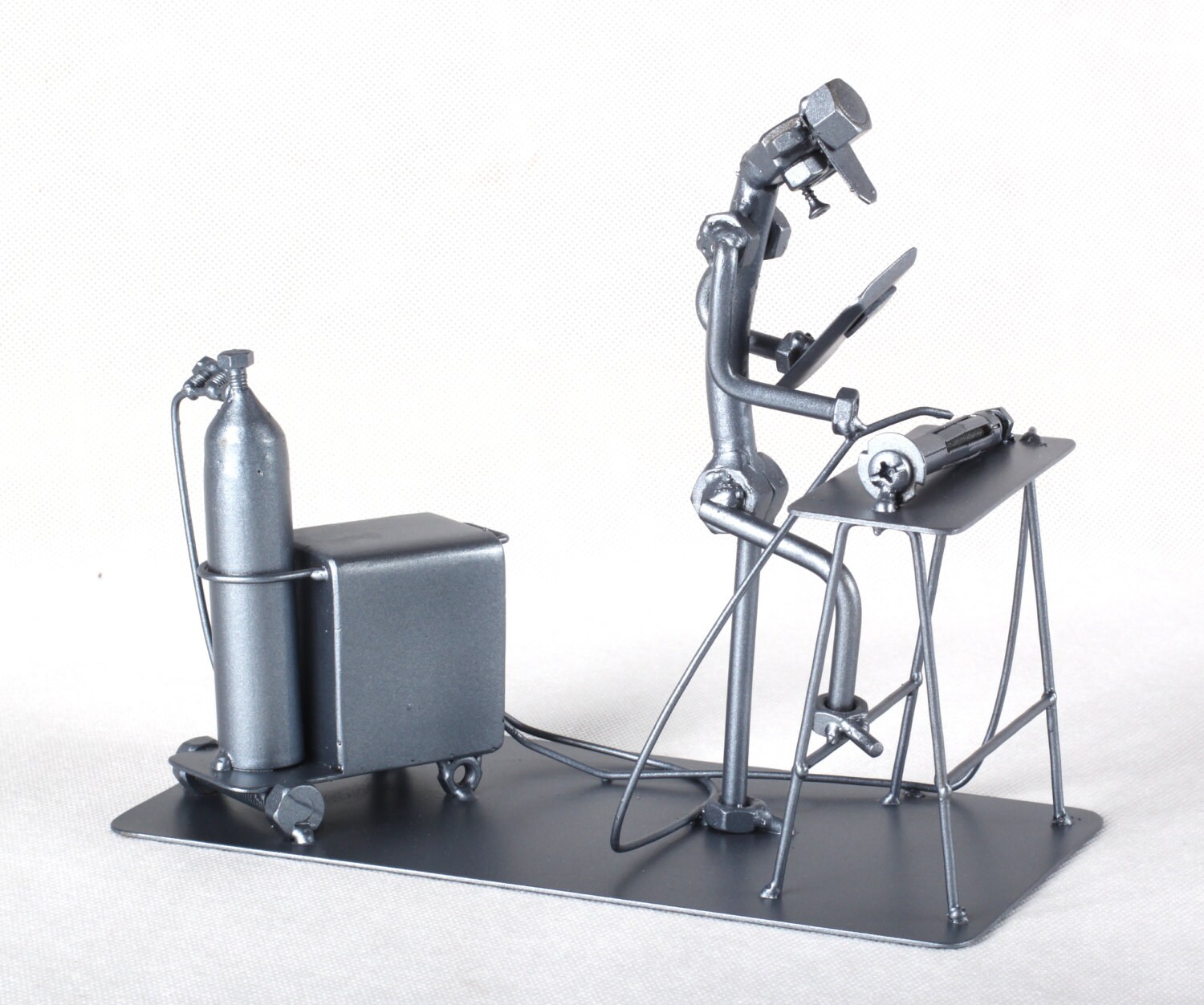 Welder Metal Art Sculpture Unique Metal Diorama Etsy