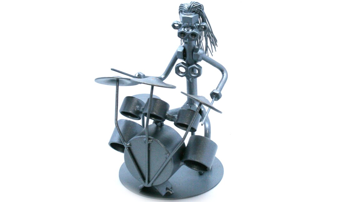 Nuts and Bolts Sculpture Drummer Women Gifts, Handmade Ornament