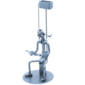Lustiges Toilettendeko / Muttern und Schrauben Metall Skulptur männlich vs weiblich