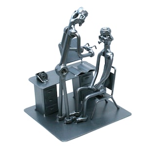 Ophthalmology eye-specialist gift, Nuts and bolts sculpture, Welded metal art, Ophthalmic Surgeon Figurine, Eye Doctor Graduation