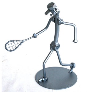 Tennis Coach retirement gift, Handmade Tennis Player Gift nuts and bolts scrap metal sculpture, Athletic trainer Tennis Tournament Prize image 1