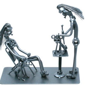 Women Veterinarian nuts and bolts sculpture, Graduation gift for her Personalized Pet doctor, Vet Tech gift retirement Office decor gift