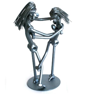 Female Judo Fighter coach nuts and bolts sculpture gift, Judo fighter women gift nuts and bolts metal sculpture, Judo art teacher gift