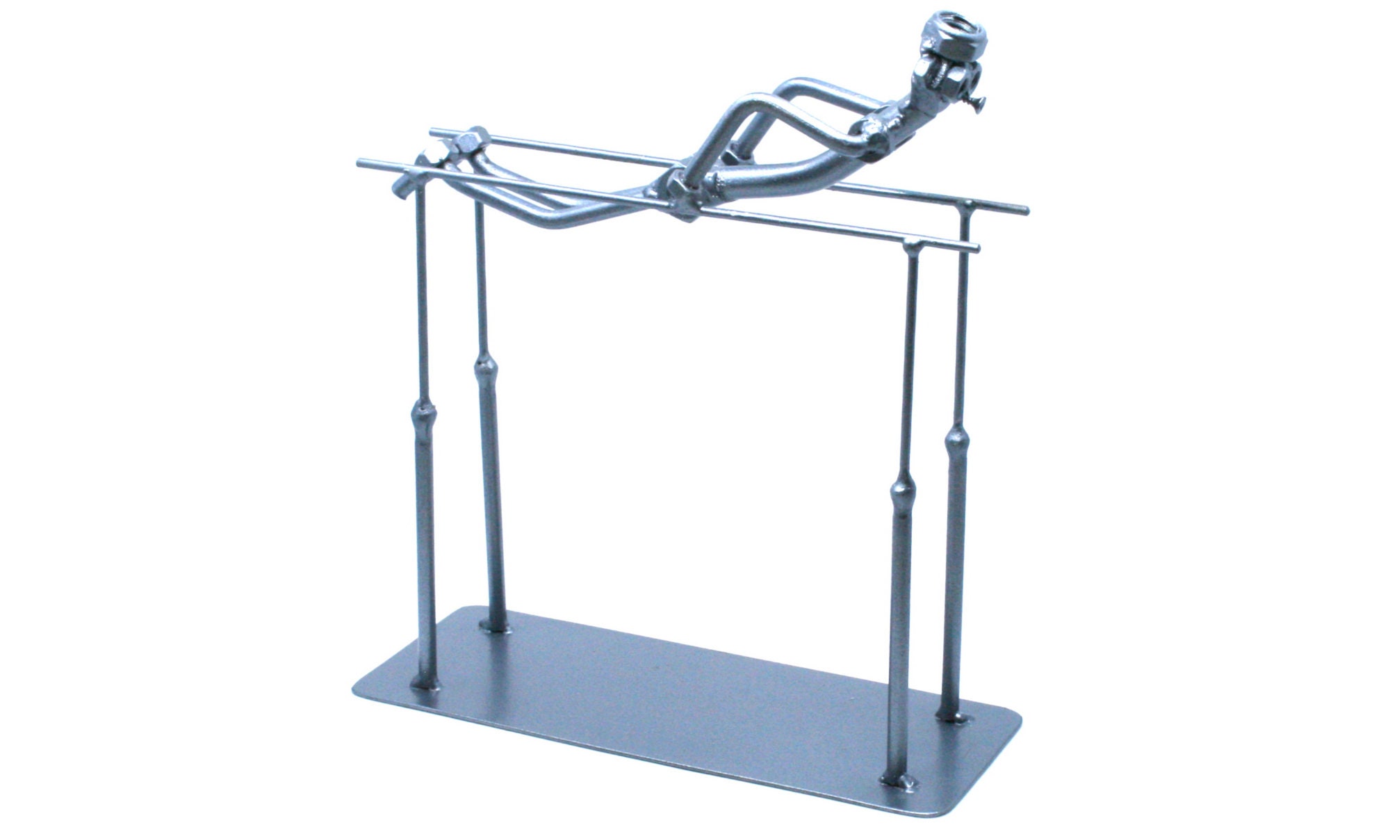 Athletic trainer gift, Parallel bars gymnast gift nuts and bolts metal sculpture, Gymnastics scrap metal art, Handmade ornament figurine