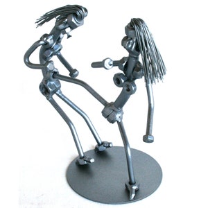 Female Fighter Kickboxing, Karate Coach Gift - Custom Portrait gift nuts and bolts metal sculpture for women,Unique Women Karate instructor