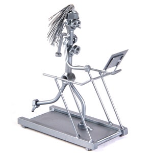 Running Treadmill gift nuts and bolts metal sculpture, Fitness coach gift, Upcycled gift personalized award for Christmas gift