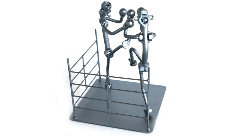 Kickbox trainer and teacher gift  K1 gift nuts and bolts metal sculpture male vs female