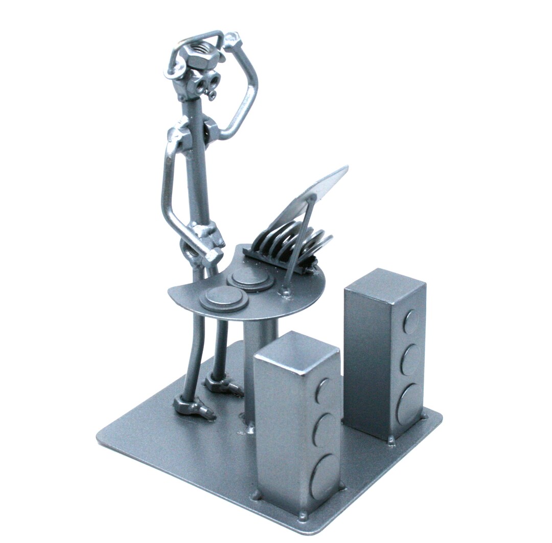 Scrap Metal Sculpture DJ Model Figurine Nuts and Bolts