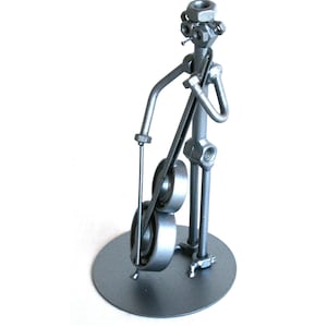 Personalized Music Teacher Gift, Nuts and bolts metal sculpture, Custom Steel sculpture, Upright Bass cello prayer recycled metal art