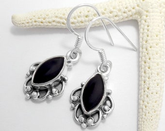 Black Onyx and Silver Earrings