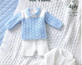 Knitting Pattern - Prem sizes included 12-18 inch chest Jacket, Sweater, Shawl and Shorts