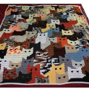 Crochet Pattern Kitty Blanket PDF - ENG lang only-  Cats in a Row Afghan/Blanket/Throw Download