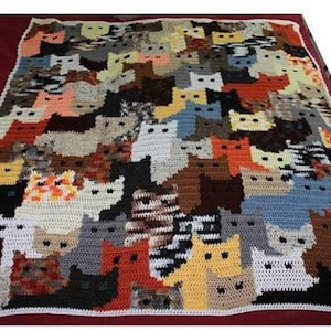 Häkelanleitung Kitty Blanket PDF - ENG lang only- Cats in a Row Afghan/Decke/Überwurf Download