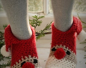 Santa Slippers/Socks - Crochet Pattern Perfect Gift and house shoes Christmas Bazaar