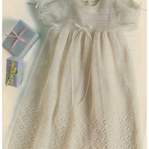Crochet Pattern - Filet Crochet CHRISTENING Dress - Age 6 to 9 months PDF download ENG lang