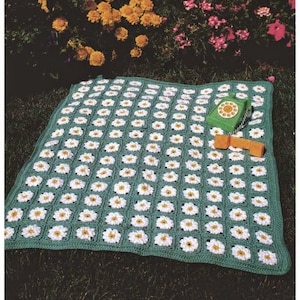 Vintage Daisy Field Afghan Crochet Pattern PDF download - ENGLISH lang only