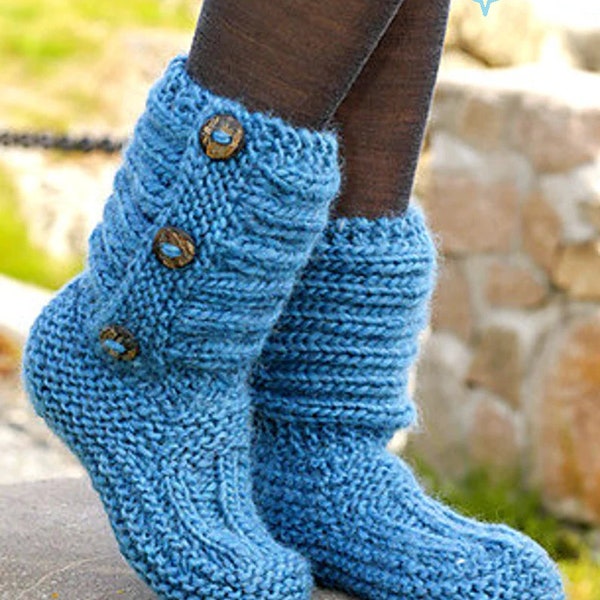 Vintage Knitting Pattern Super Chunky Bulky Jumbo Slipper Socks Boots Booties House Shoes Christmas Gift Easy Knit PDF Download Cheapest