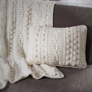 Crochet Pattern - Popcorn and Cable Twist Afghan and Pillow PDF download. ENGLISH only